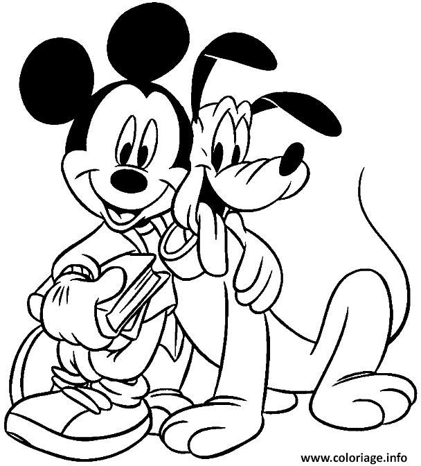 Dessin Mickey et son chien Pluto Coloriage Gratuit à Imprimer