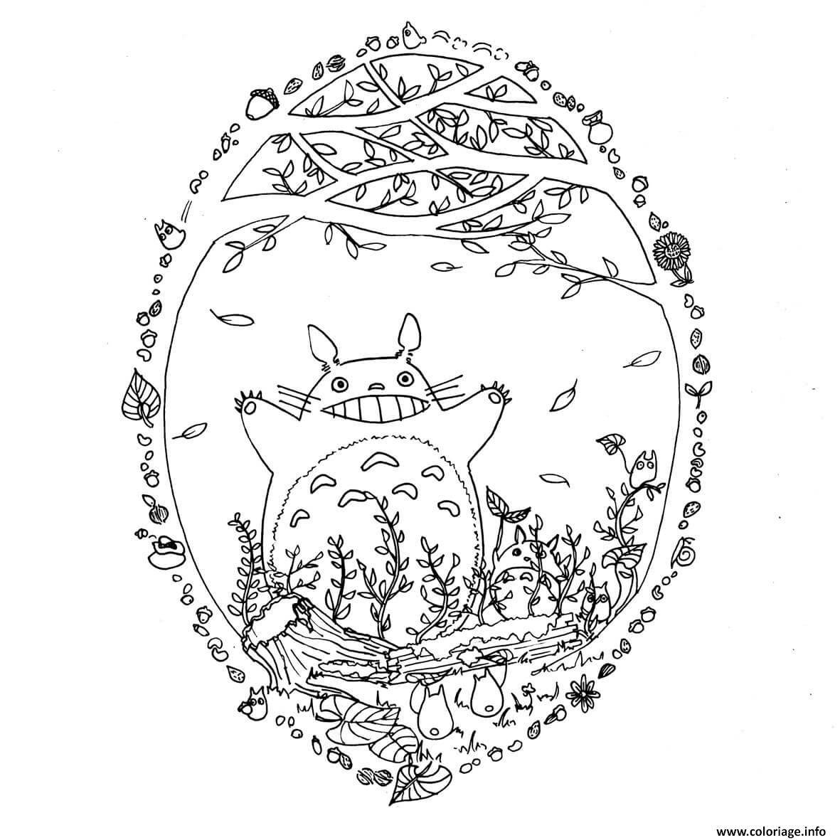 Dessin Totoro printemps par Chocobo Coloriage Gratuit à Imprimer
