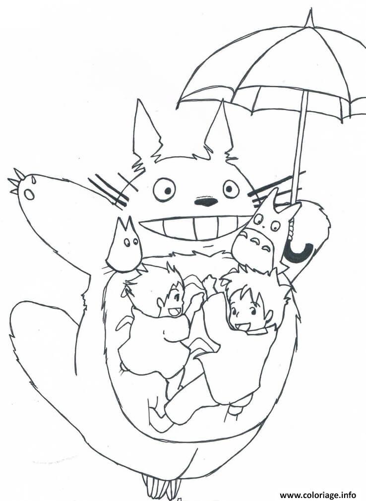 Coloriage Totoro Et Ses Amis Dessin à Imprimer