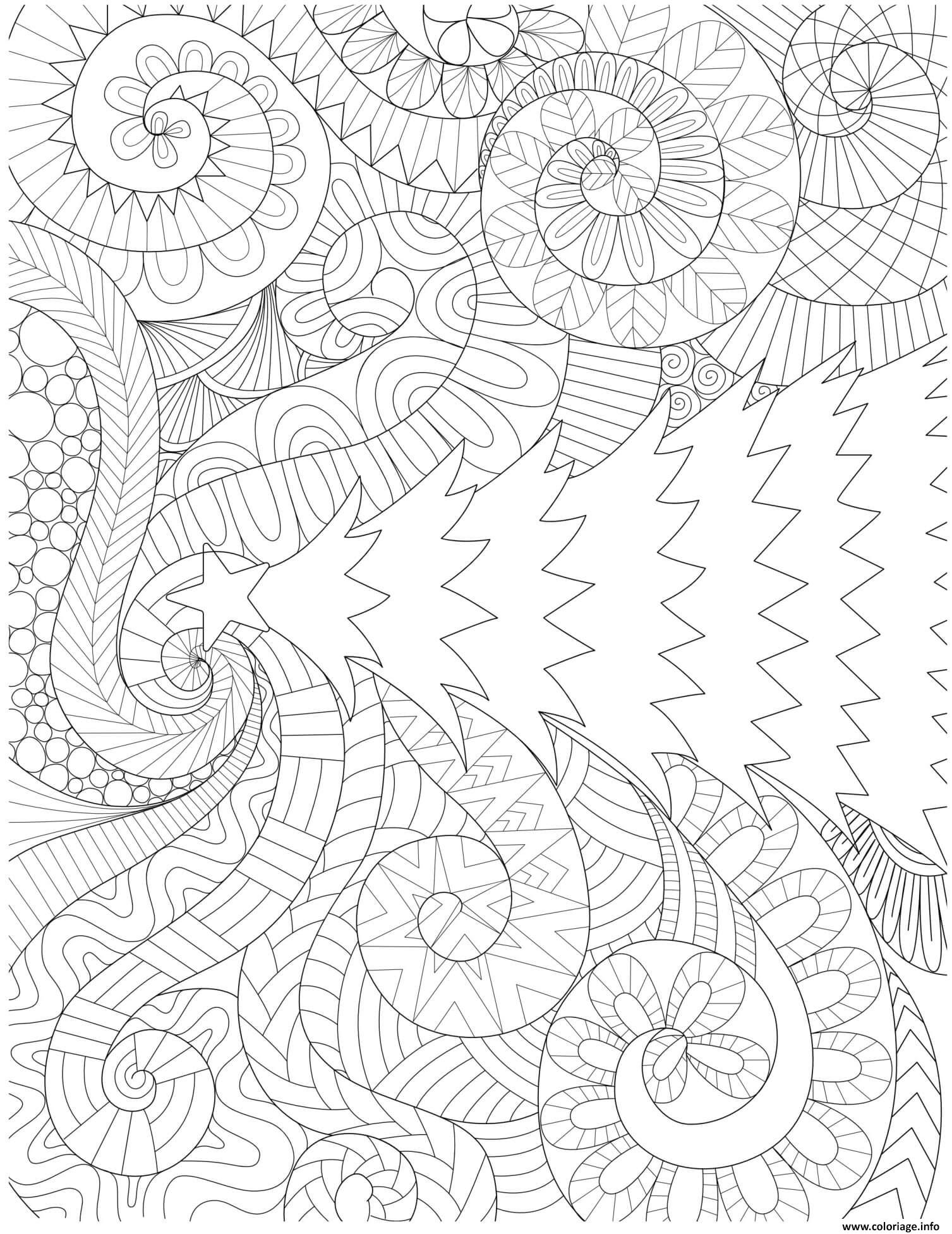Dessin noel mandala sapin patterned swirl background Coloriage Gratuit à Imprimer