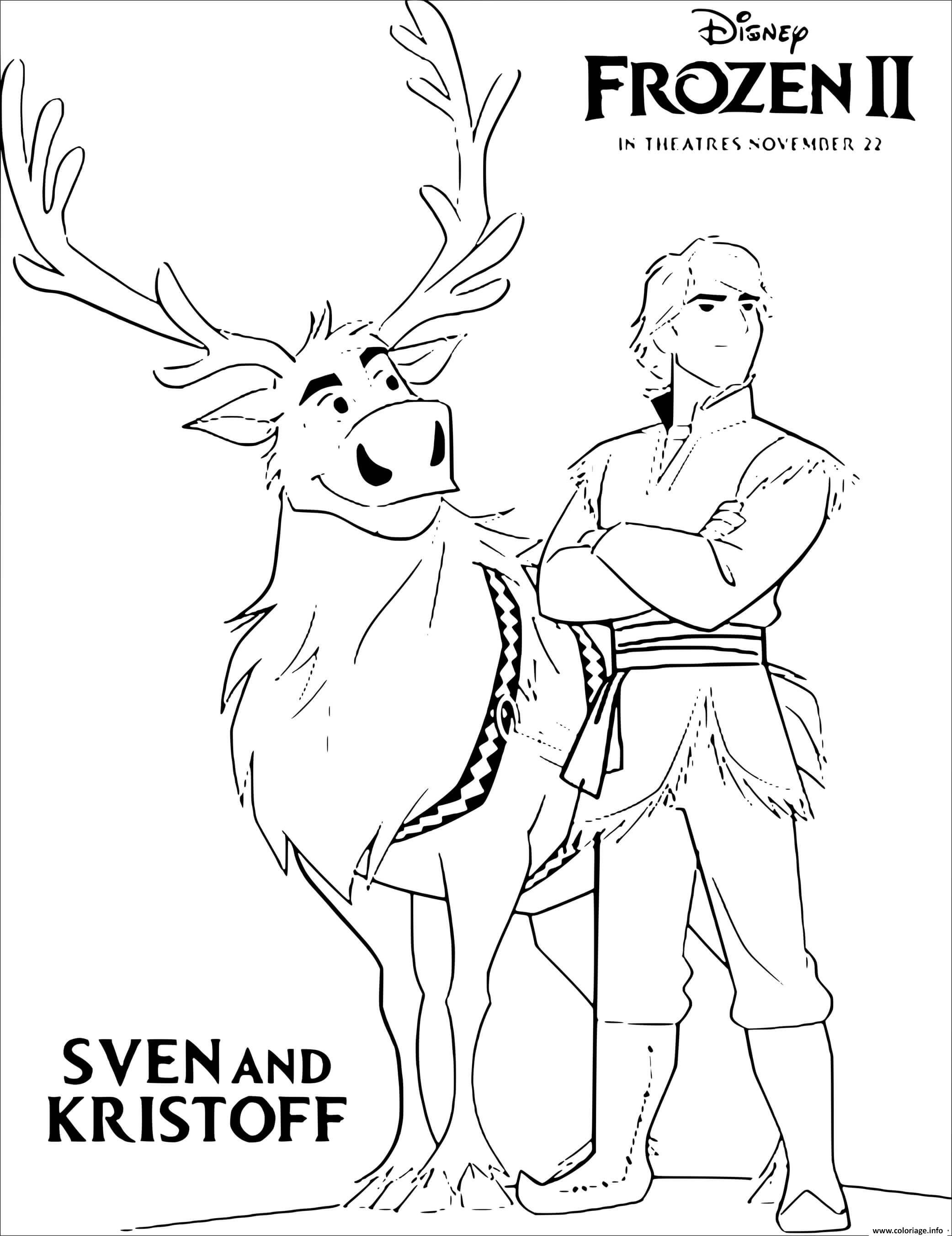 La reine des neiges 2 : Sven et Kristoff (sans texte) - Coloriage