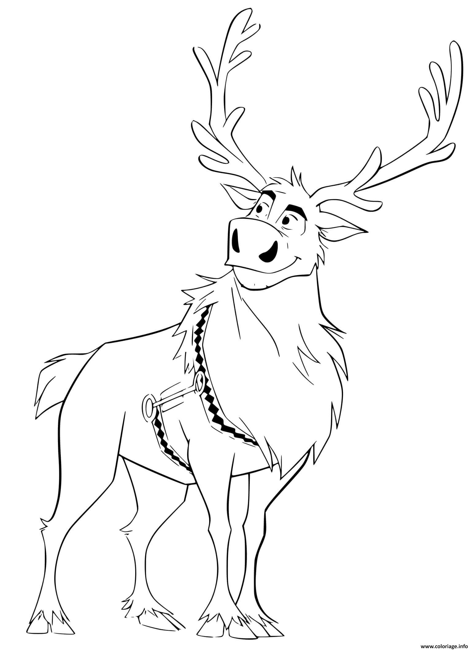 Coloriage Le Renne Sven Qui Attend Son Compagnon Kristoff Dessin