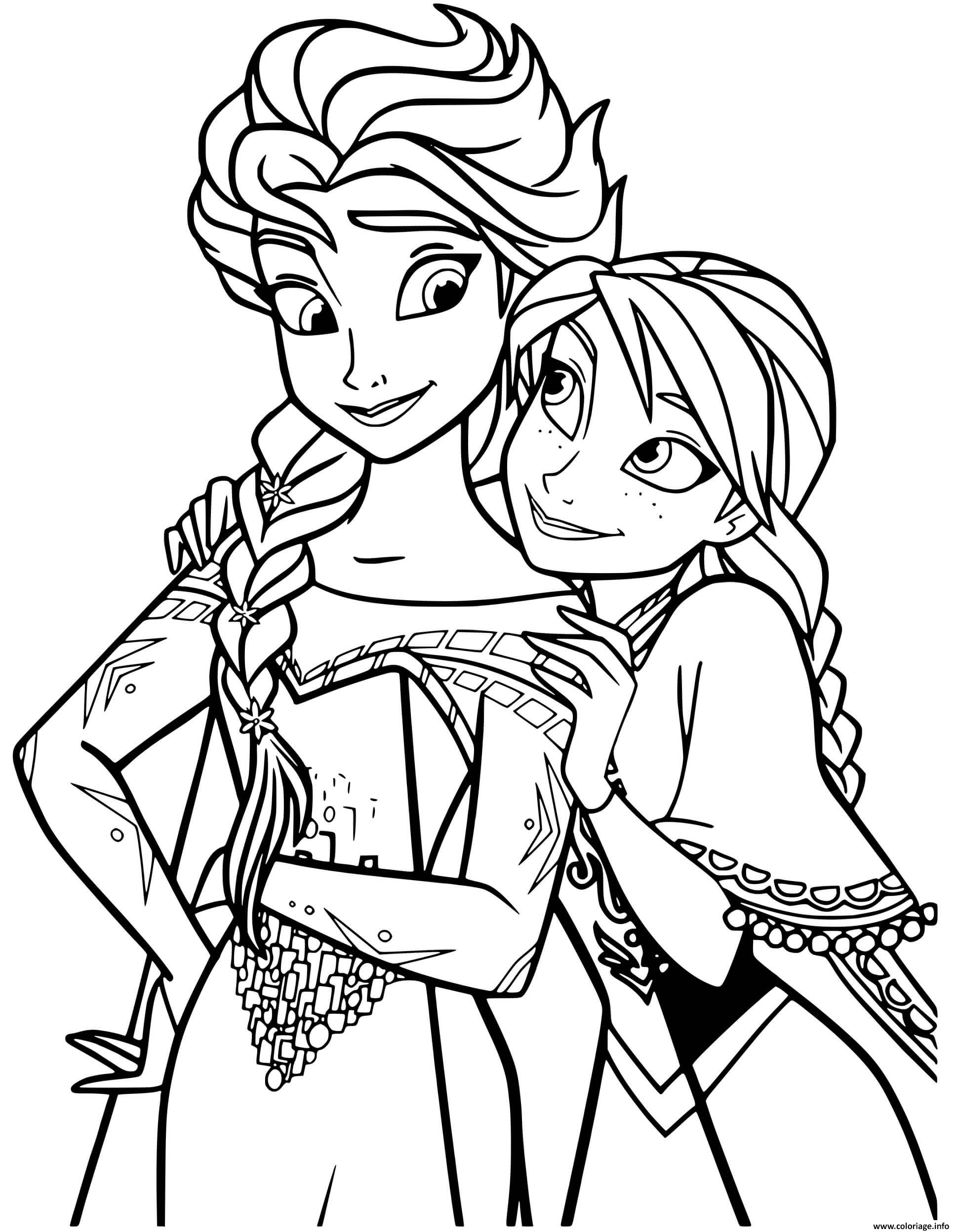 Coloriage Elsa Anna Les Meilleurs Amies Reine Des Neiges 2 Dessin La