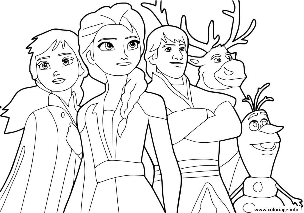 Coloriage Reine Des Neiges 2 Avec Anna Elsa Kristoff Sven Olaf