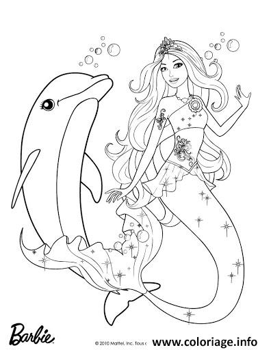 Coloriage Barbie Sirene Avec Son Ami Dauphin Dessin Barbie Sirene A Imprimer