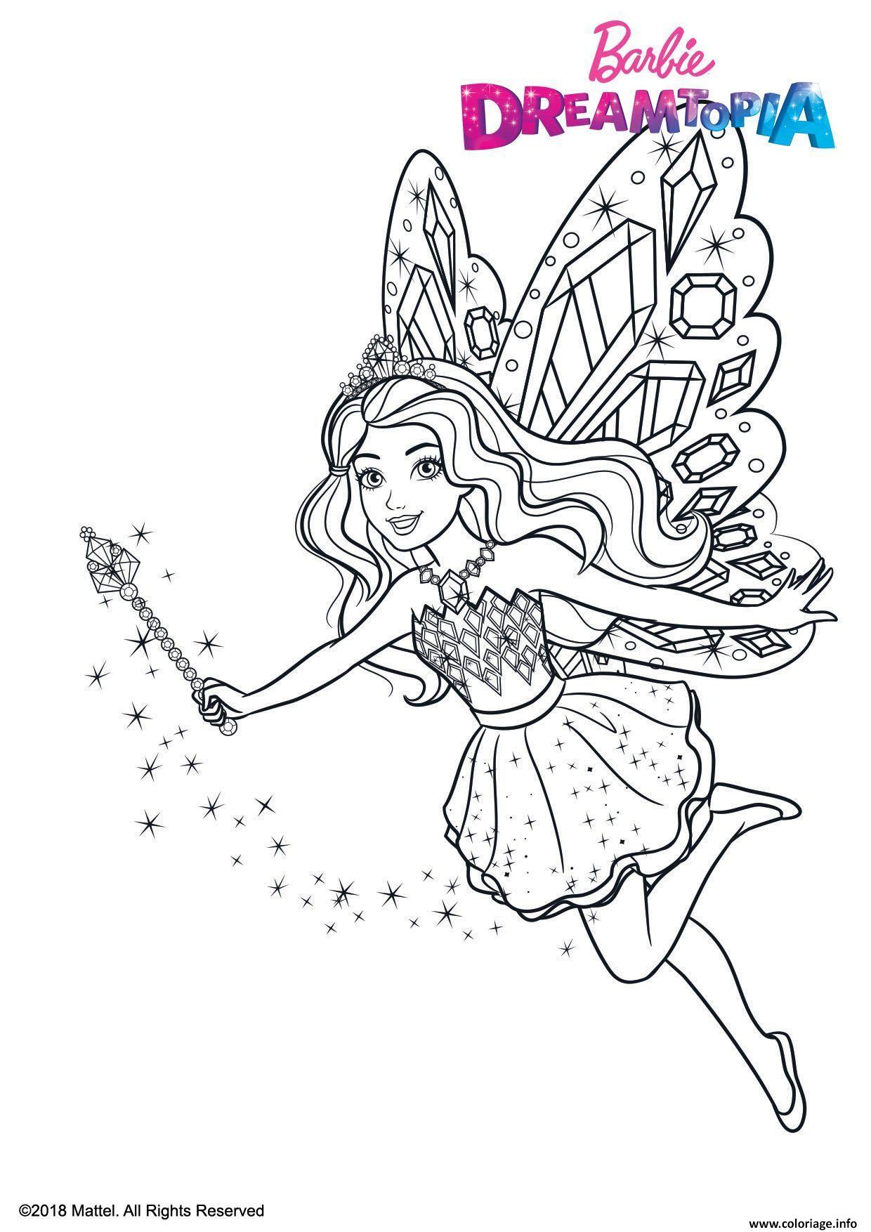 Dessin Barbie Fee Paillettes Coloriage Gratuit à Imprimer