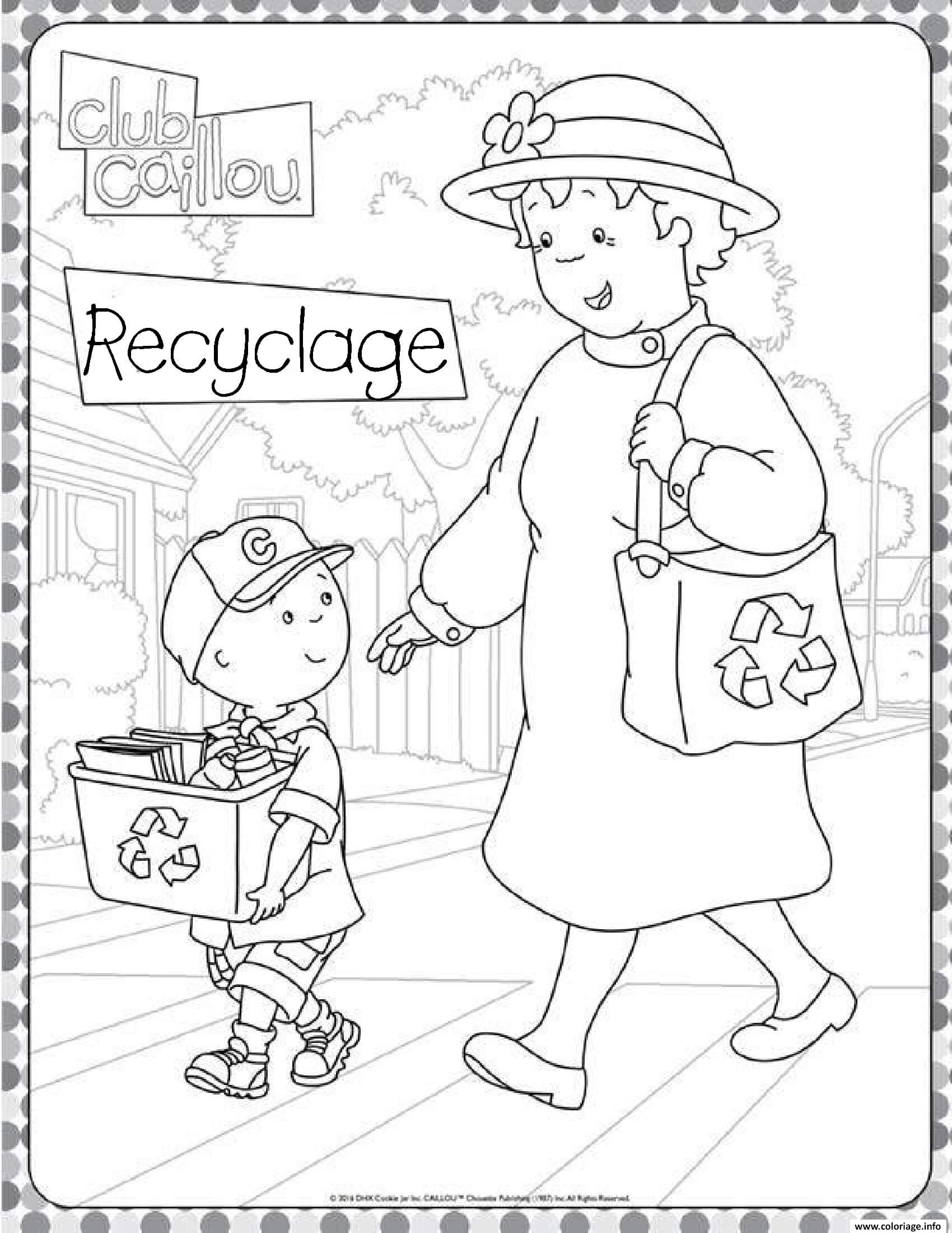 Dessin caillou aime recycler avec sa mamie Coloriage Gratuit à Imprimer
