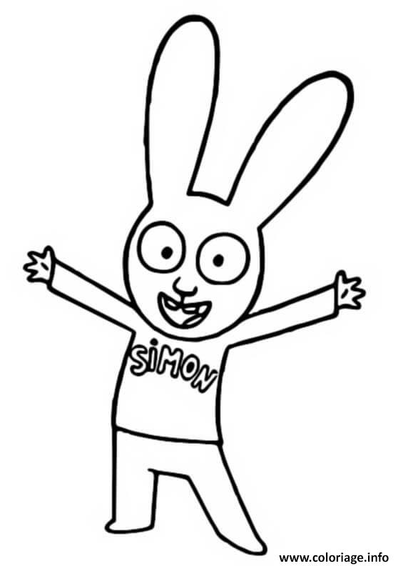 Coloriage Simon  Coloriage, Lapin drôle, Dessins animés populaires