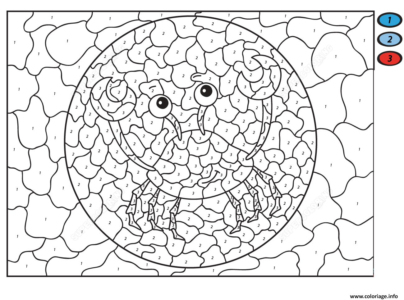 Dessin crabe animal marin par numero Coloriage Gratuit à Imprimer