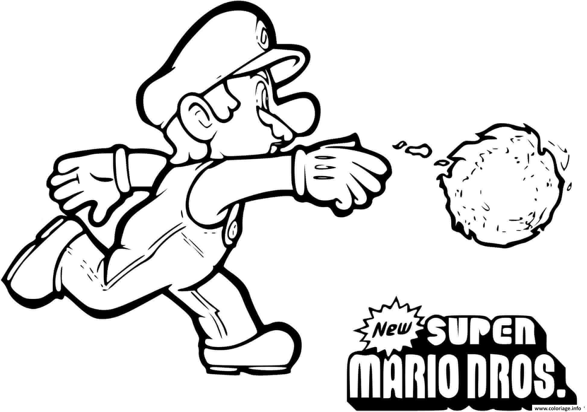 Dessin super mario bros 2 lance boule de feu Coloriage Gratuit à Imprimer