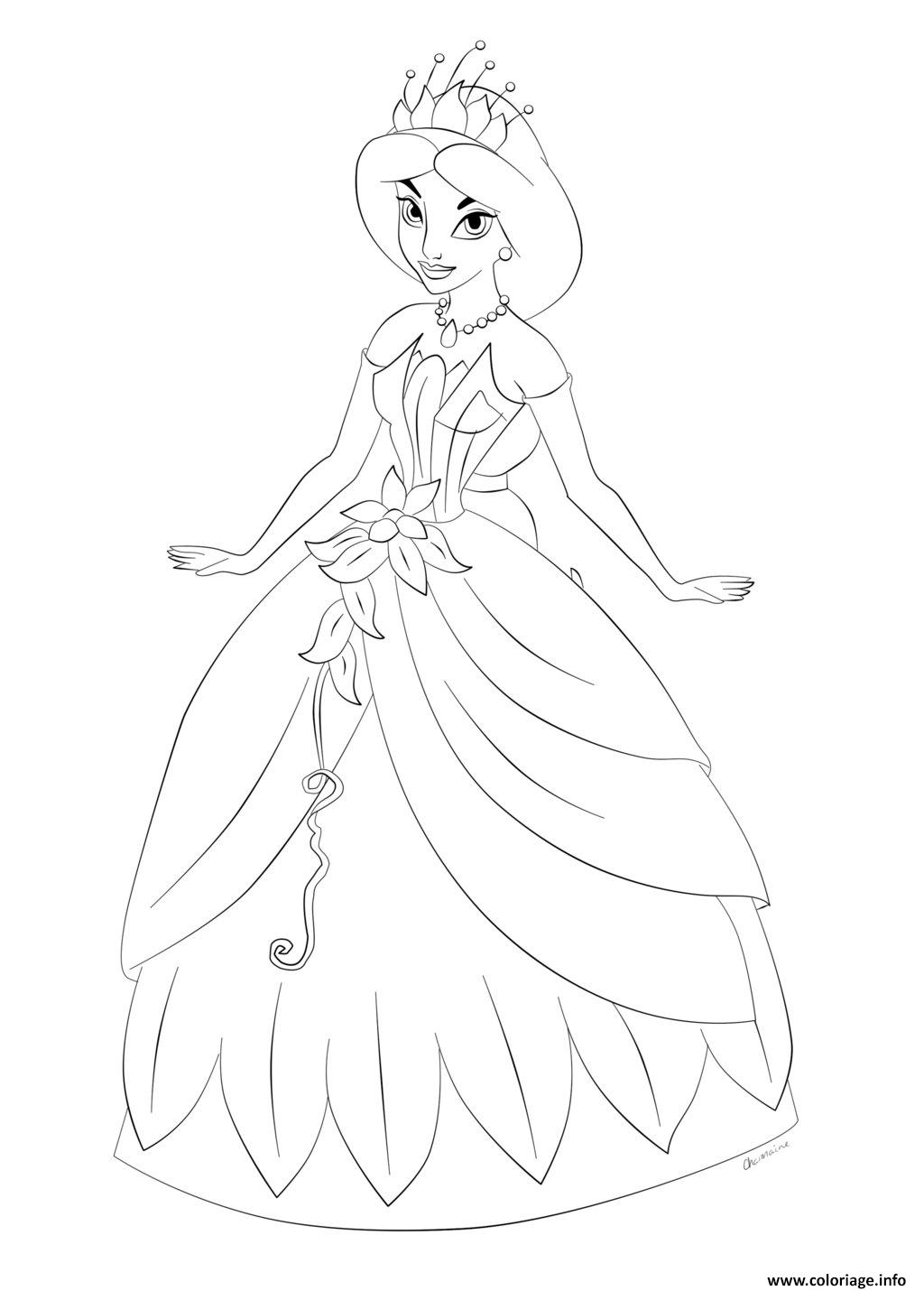 Dessin princesse disney jasmine et sa magnifique robe de bal Coloriage Gratuit à Imprimer