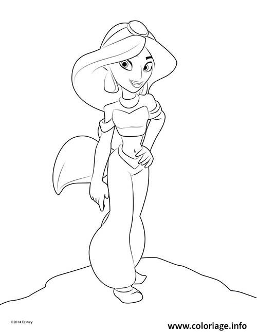 Dessin Princesse Jasmine Disney Coloriage Gratuit à Imprimer