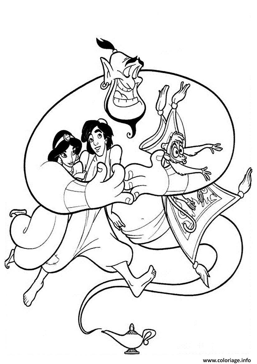 Dessin Aladdin Jasmine et le Magicien Coloriage Gratuit à Imprimer