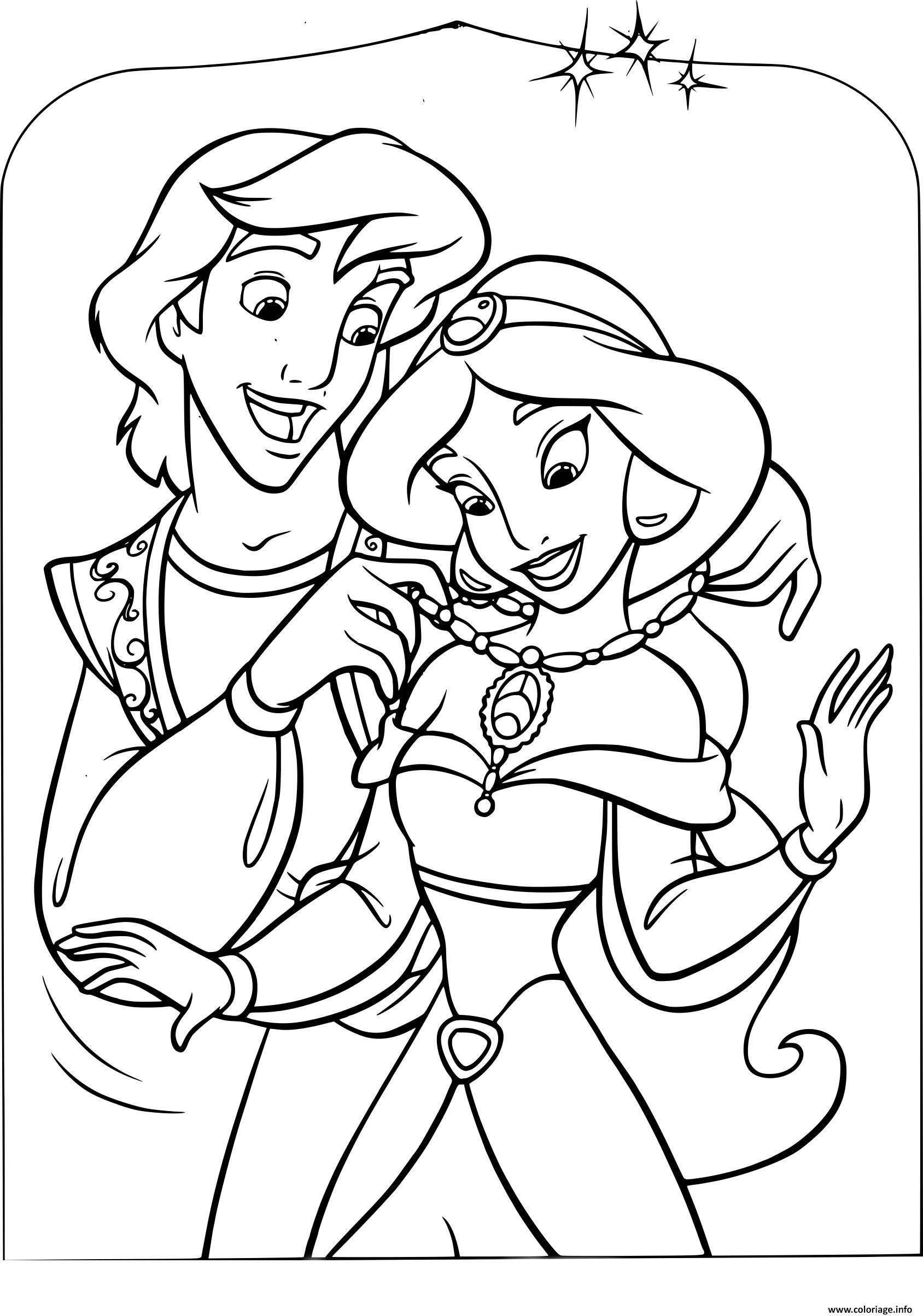 Coloriage Disney Aladdin Avec Jasmine Dessin Jasmine Imprimer