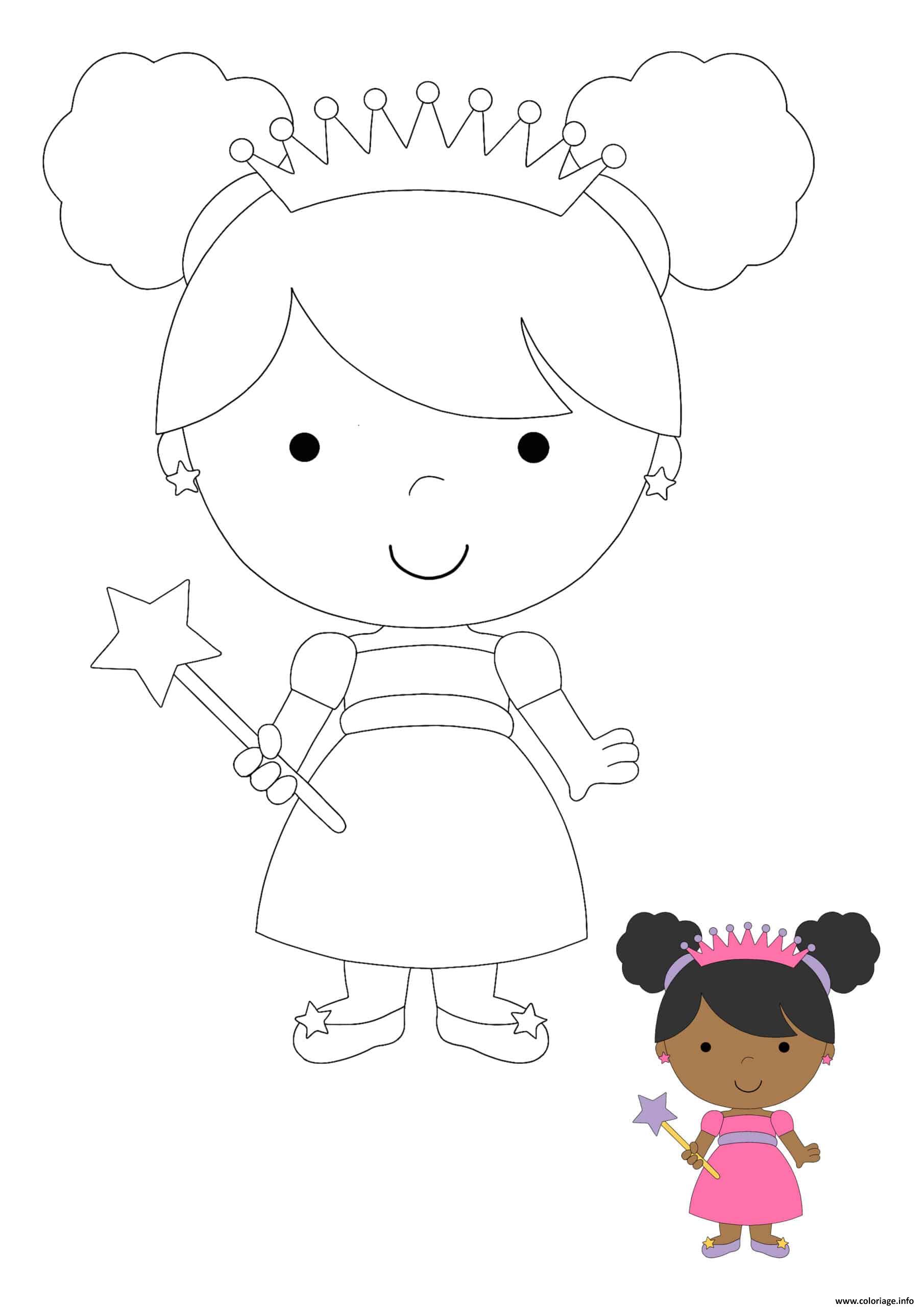 Dessin Kawaii Princesse Coloriage Gratuit à Imprimer