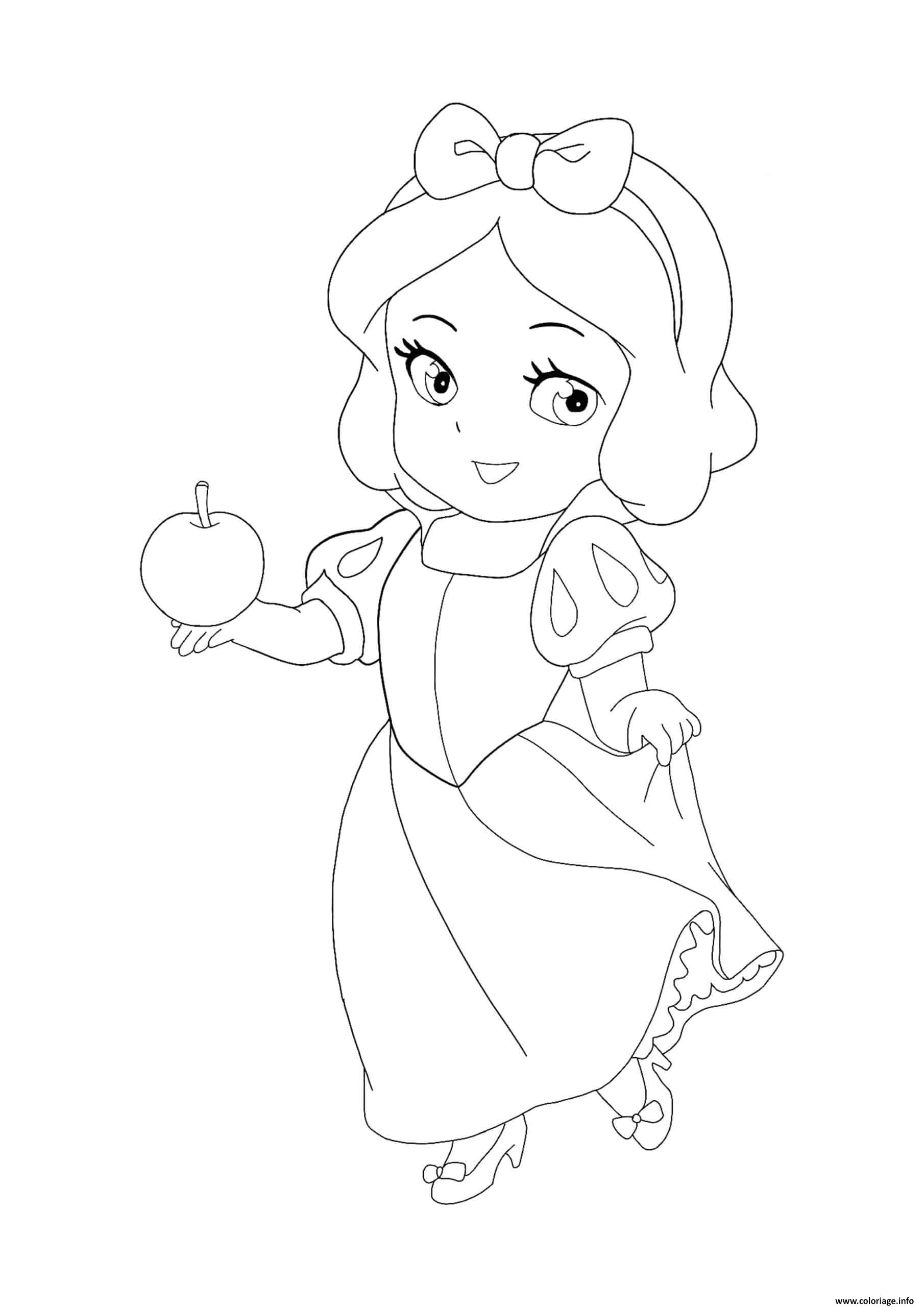 Dessin Kawaii Disney Princesse Snow White Coloriage Gratuit à Imprimer