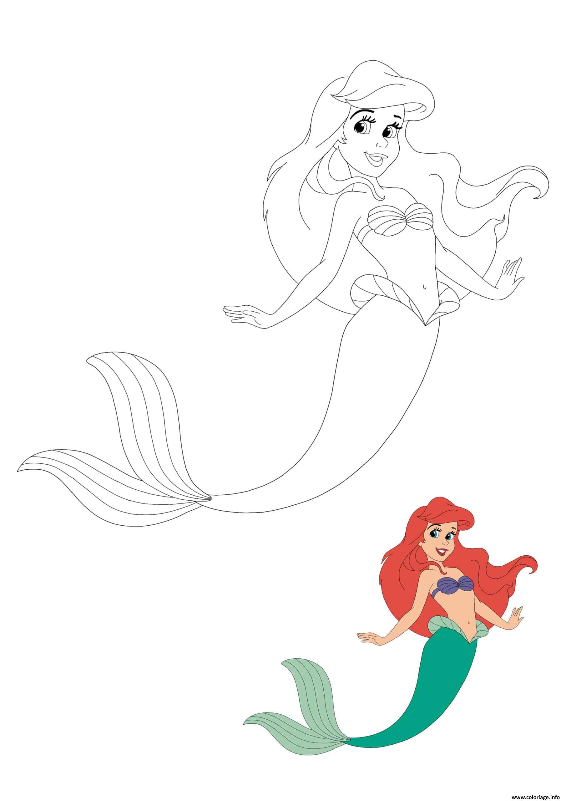 Coloriage Mermaid Ariel Dessin Princesse à imprimer