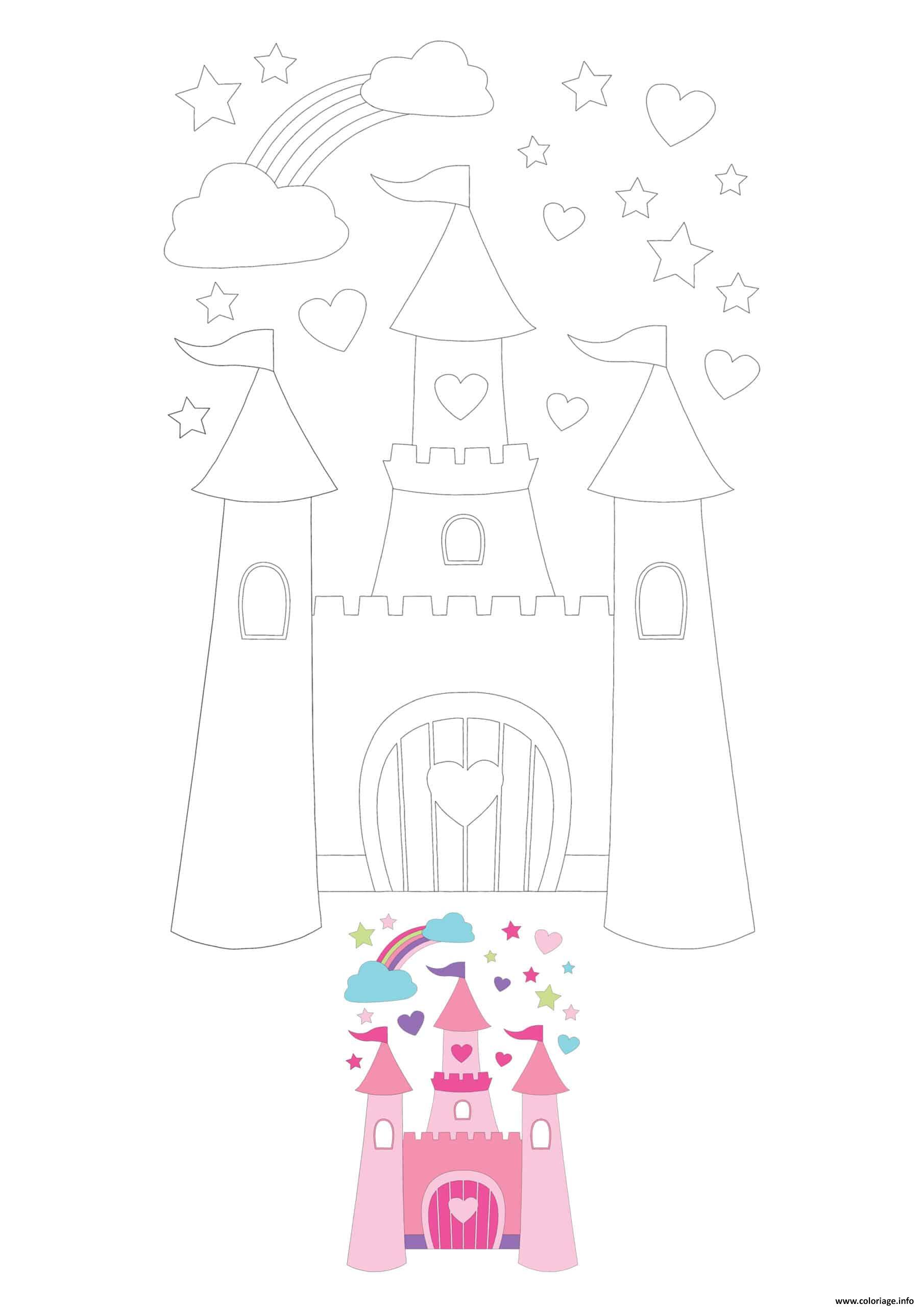 Coloriage Easy Princesse Castle Dessin à Imprimer