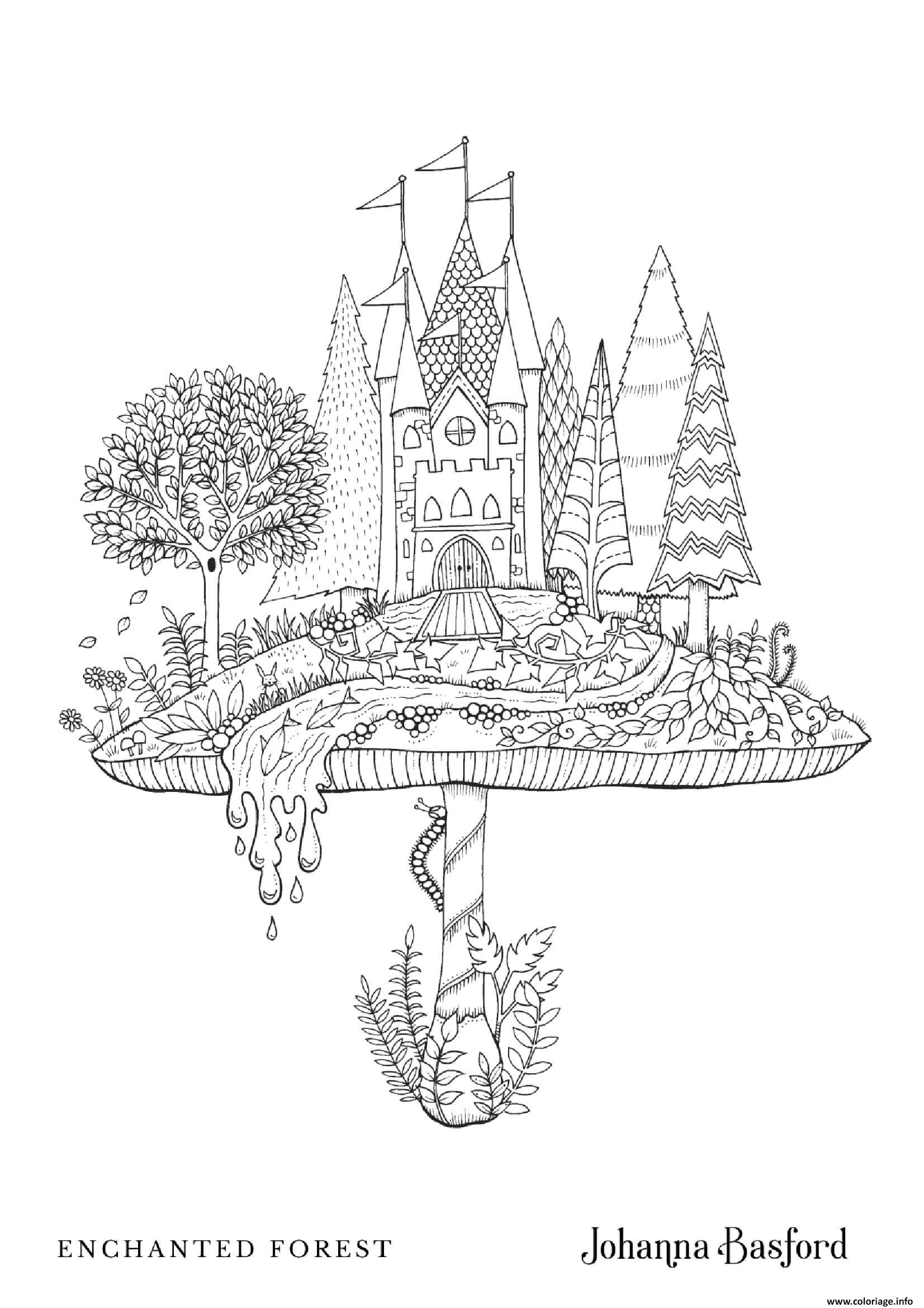 Dessin Adulte Toadstool Castle From Enchanted Forest Coloriage Gratuit à Imprimer