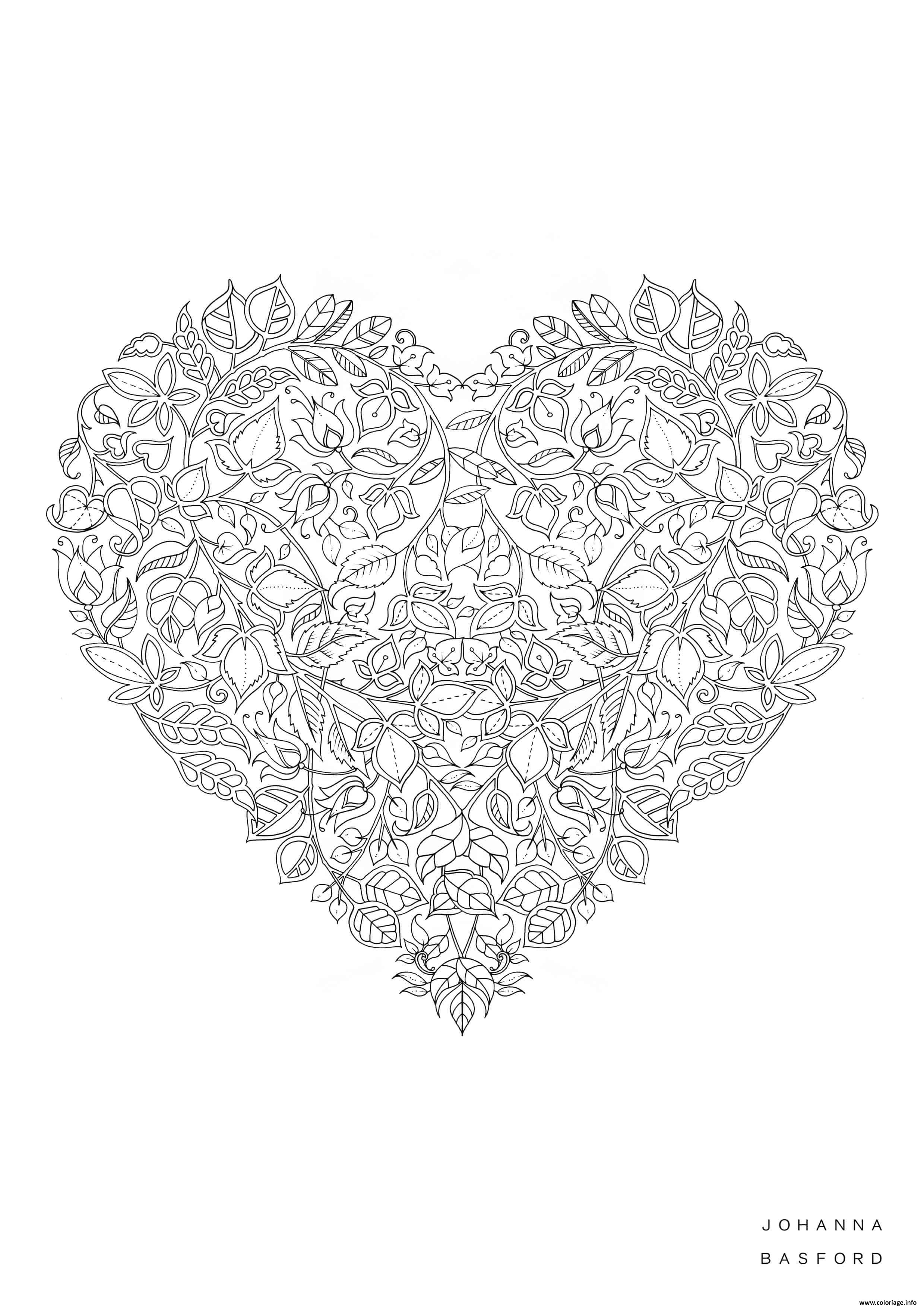 Dessin Saint Valentin Par Johanna Basford Coloriage Gratuit à Imprimer