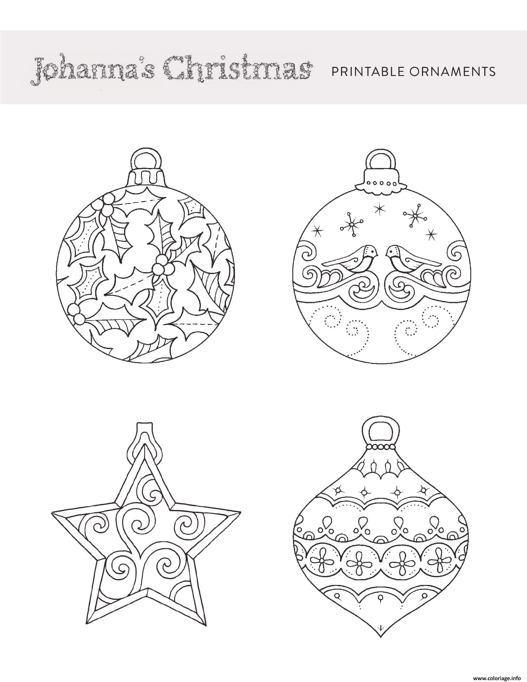 Dessin Johannas Xmas Ornaments Pour Adulte Coloriage Gratuit à Imprimer