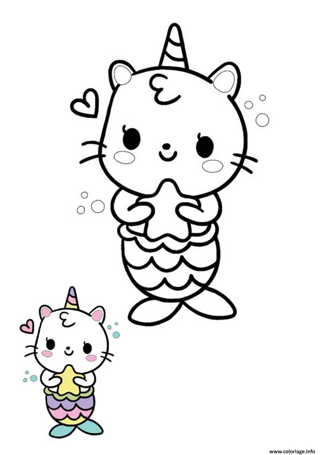 Coloriage Licorne Sirene Chat Kawaii Dessin Licorne A Imprimer