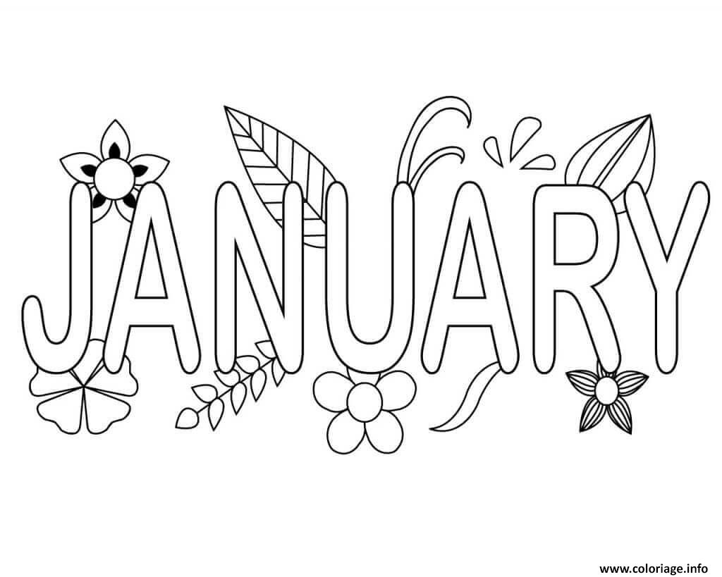 Coloriage Mois De Janvier En Anglais January Month Dessin à Imprimer