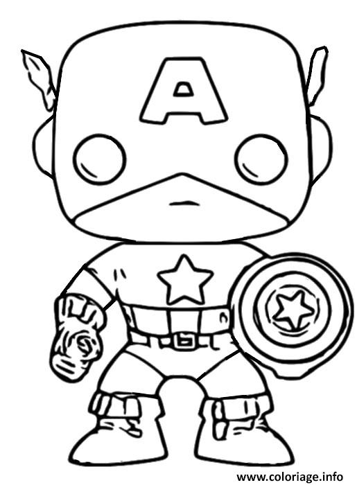 Coloriage Funko Pop Marvel Captain America Dessin Pop à imprimer
