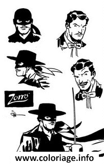 Coloriage Tous Les Visages De Zorro Dessin à Imprimer