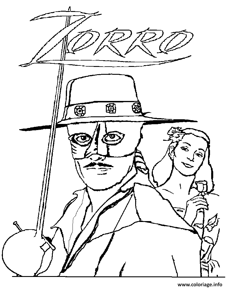 Coloriage Zorro Le Justicier Masque Dessin à Imprimer