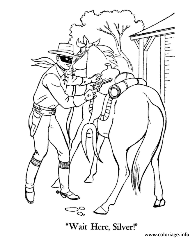 Coloriage Zorro Avec Un Fusil Et Son Cheval Dessin à Imprimer