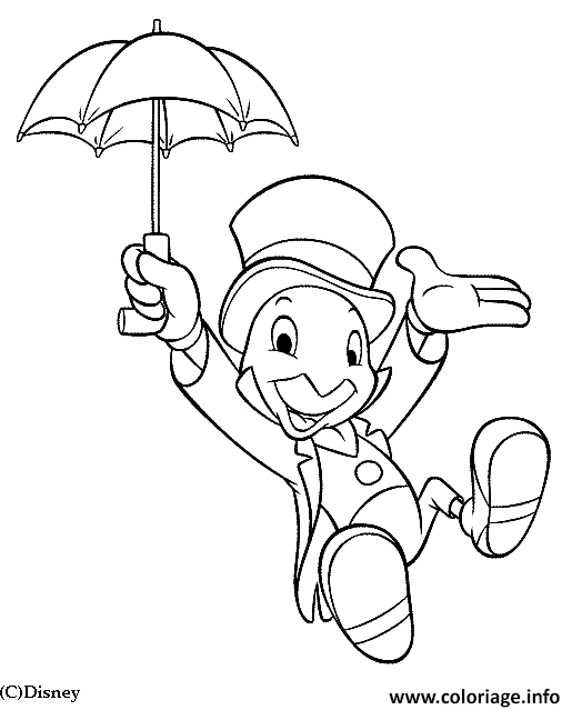 Coloriage Jiminy Cricket Avec Son Parapluie Dessin à Imprimer