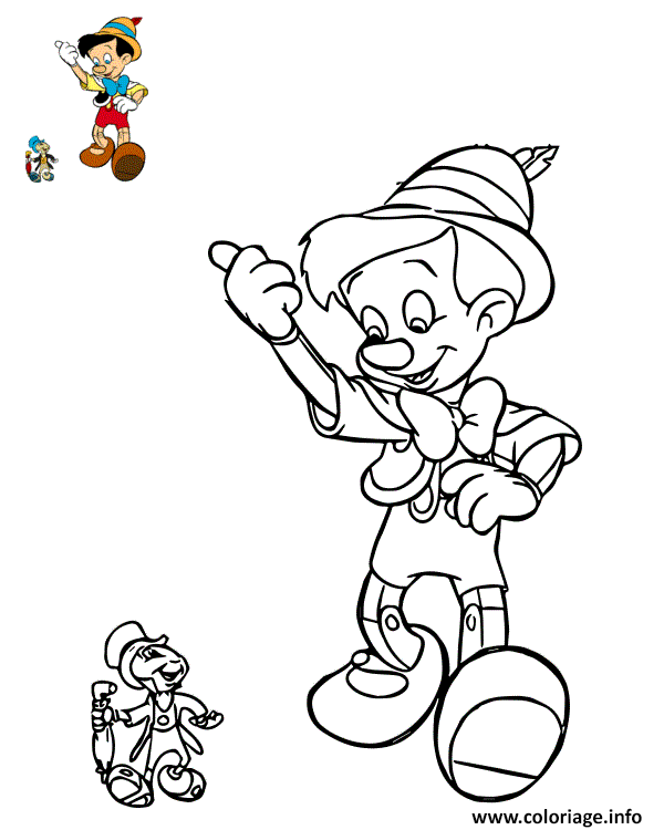 Coloriage Disney Pinocchio Et Jiminy Criquet Dessin à Imprimer