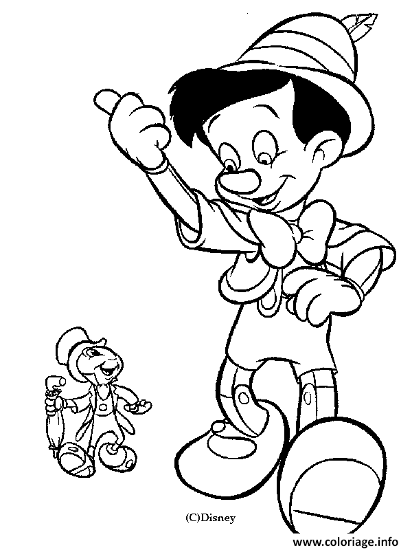 Coloriage Pinocchio Et Jiminy Dessin à Imprimer