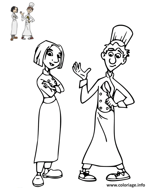 Dessin colette tatou et alfredo linguini de ratatouille Coloriage Gratuit à Imprimer