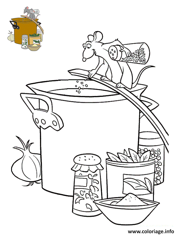 Dessin remy prepare un repas chaleureux ratatouille Coloriage Gratuit à Imprimer