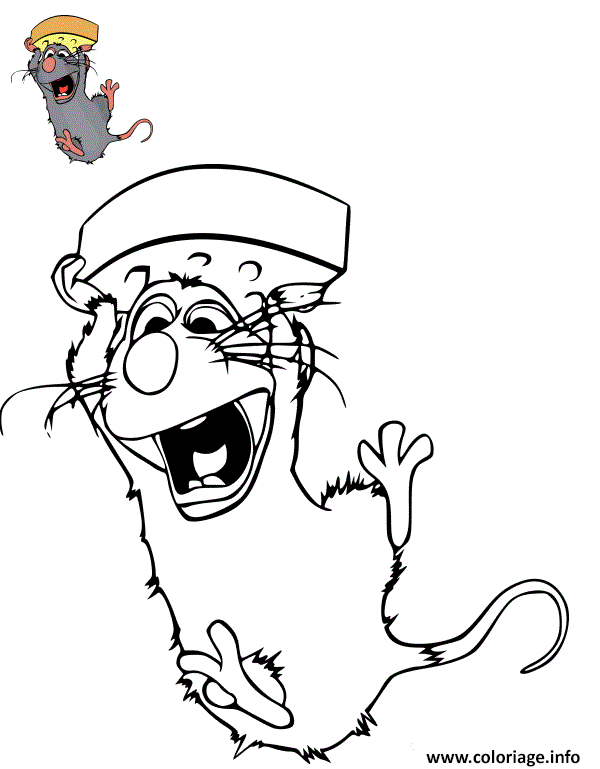 Dessin remy avec un fromage ratatouille Coloriage Gratuit à Imprimer