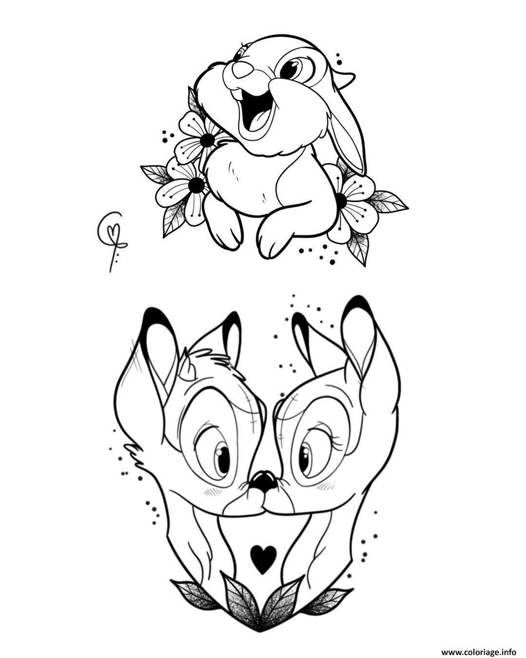 Coloriage Panpan Et Bambi Adorable Dessin à Imprimer
