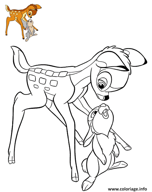 Dessin bambi et panpan le lapin Coloriage Gratuit à Imprimer