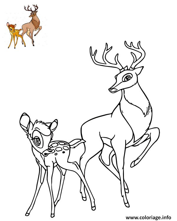 Dessin bambi et le grand prince de la foret Coloriage Gratuit à Imprimer