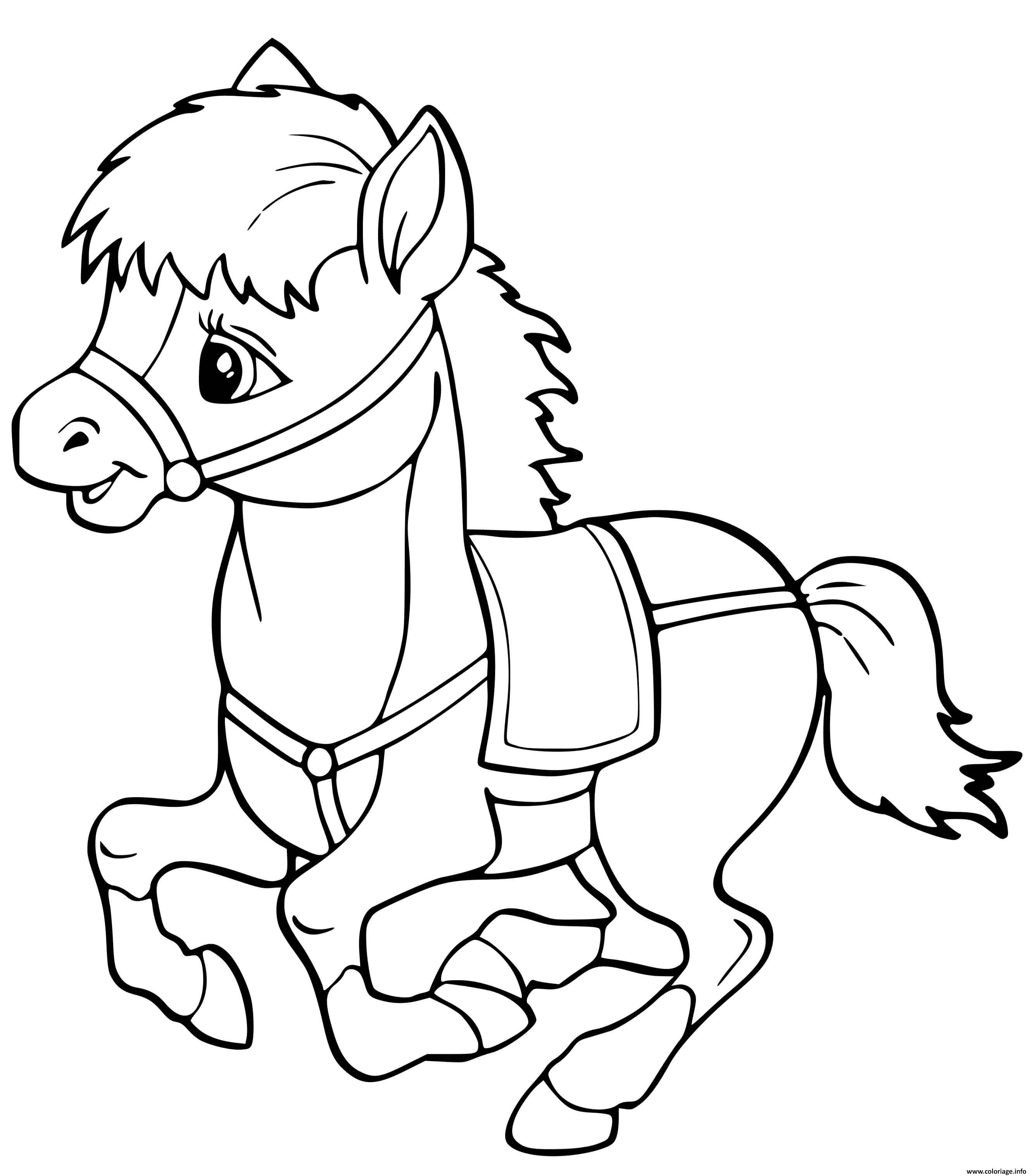 Coloriage cheval facile maternelle  JeColorie.com