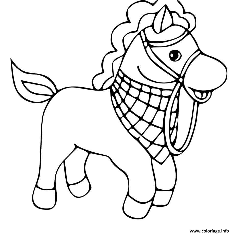 Coloriage cheval simple maternelle  JeColorie.com
