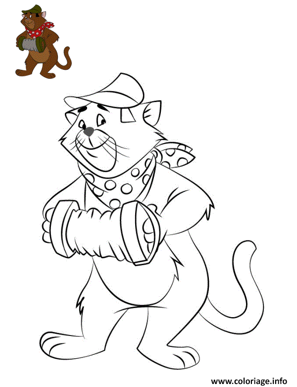 Dessin Peppo chat accordeoniste Aristochats Coloriage Gratuit à Imprimer