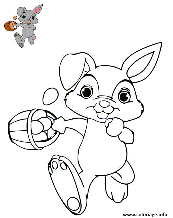 Coloriage Bebe Lapin Se Dirige Vers La Fete De Paques Dessin Lapin De Paques A Imprimer