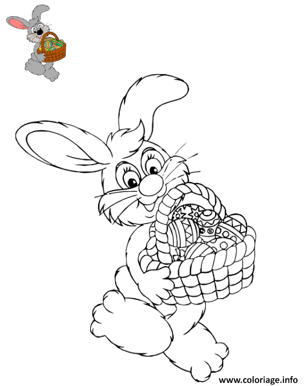 Dessin panier de paques lapin facile Coloriage Gratuit à Imprimer