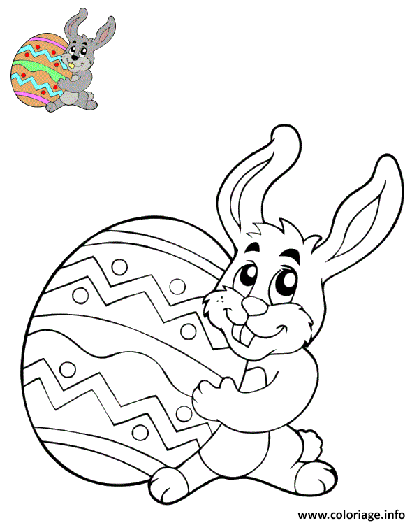 Coloriage Oeuf Et Bugs Bunny Paques Dessin à Imprimer