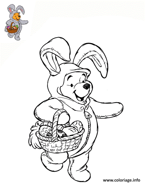 Dessin winnie lapin paques disney Coloriage Gratuit à Imprimer