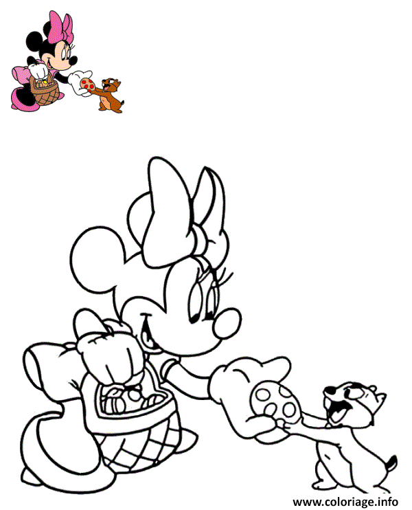 Coloriage Minnie Mouse Paques Disney Dessin à Imprimer