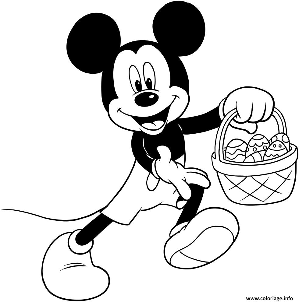 Coloriage Panier De Oeufs De Paques Mickey Disney Dessin à Imprimer