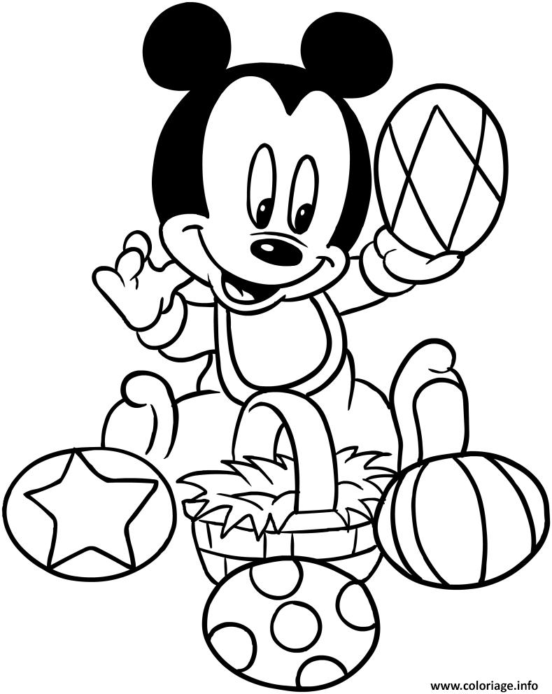 Coloriage Bebe Mickey Mouse Oeufs De Paques Disney Dessin à Imprimer